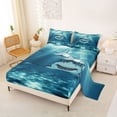 thumbnail image 2 of Feelyou Undersea White Shark Full Size Sheets for Men Boys, Sunlight Sea Animal Bed Sheets, Blue, 4-Piece, 2 of 5