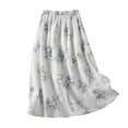 thumbnail image 6 of Ousvtion Women Floral Print Skirts Layered Tulle Skirt Pleated Elastic Waist Dresses for Ladies Knee Length Dress Spring Summer Bottoms Clearance Deals,01-White,X-Large, 6 of 8