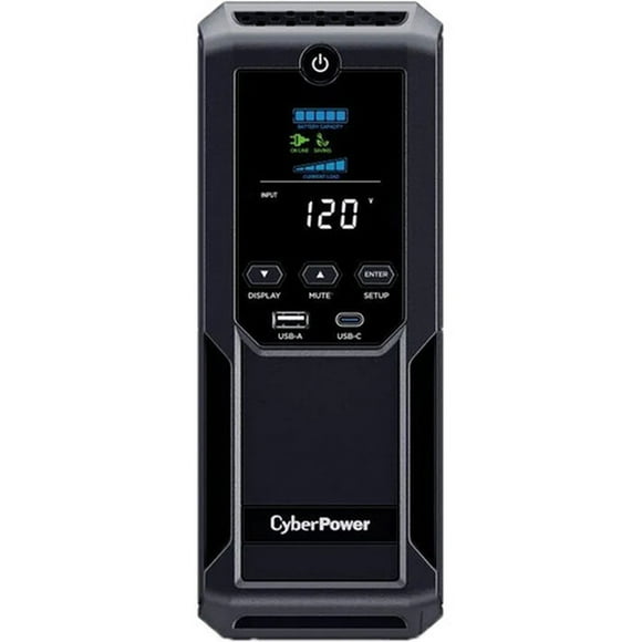 Restored CyberPower CP1500AVRLCD3-R 1500VA/900W, 12 Outlets, 2 USB Ports, AVR, Intelligent LCD Mini Tower UPS System, Black (Refurbished)