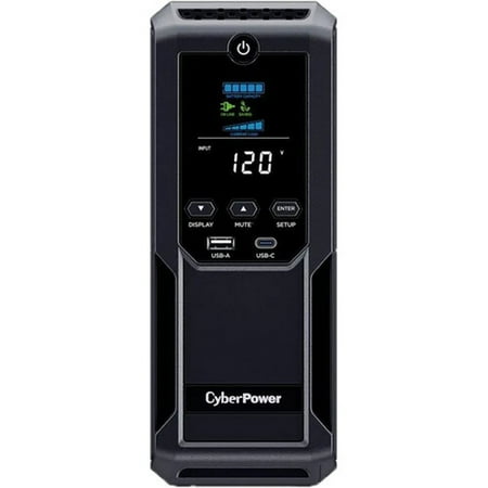 Restored CyberPower CP1500AVRLCD3-R 1500VA/900W, 12 Outlets, 2 USB Ports, AVR, Intelligent LCD Mini Tower UPS System, Black (Refurbished)