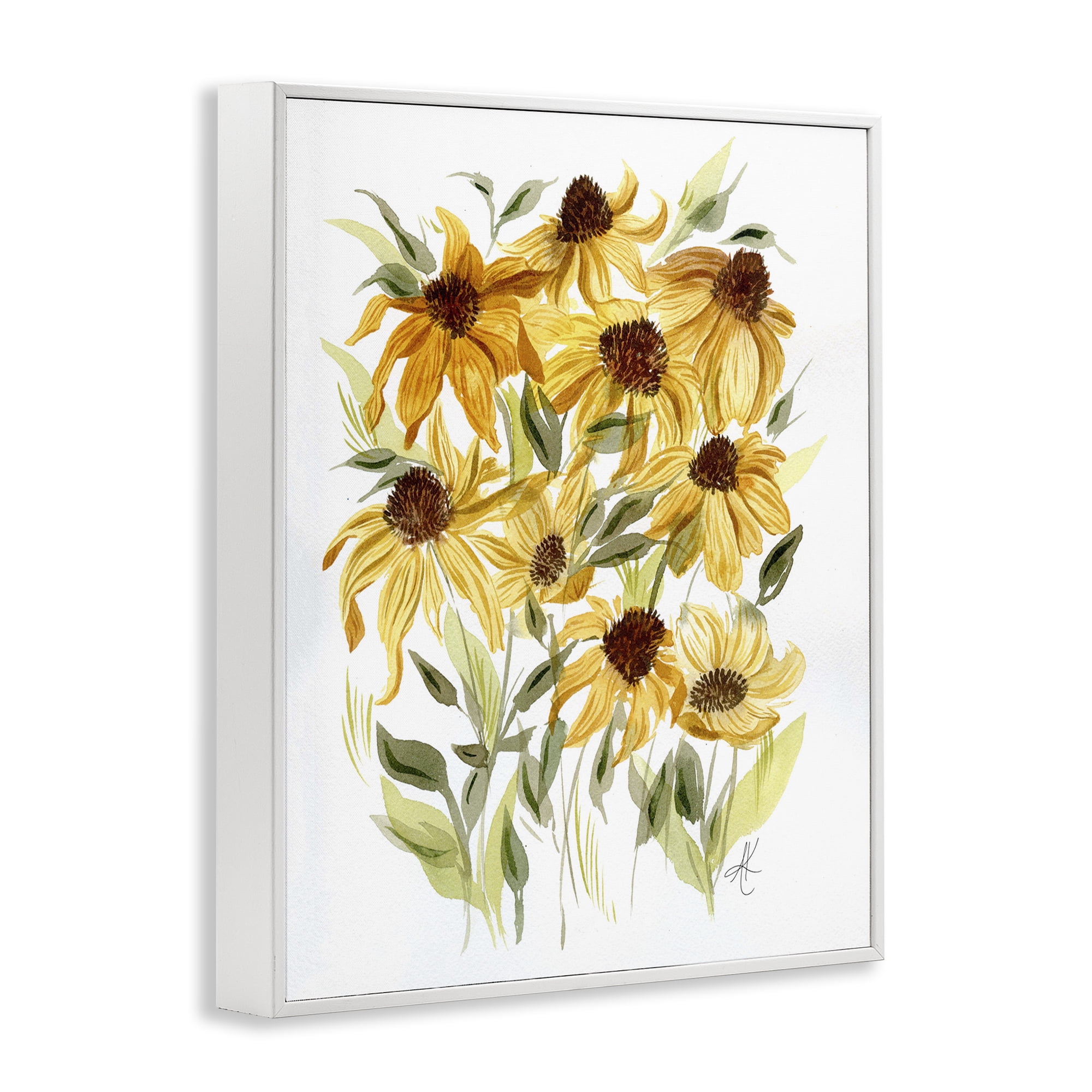 Stupell Industries Yellow Rudbeckia Florals Botanical & Floral Painting White Framed Art Print Wall Art, 11 x 14