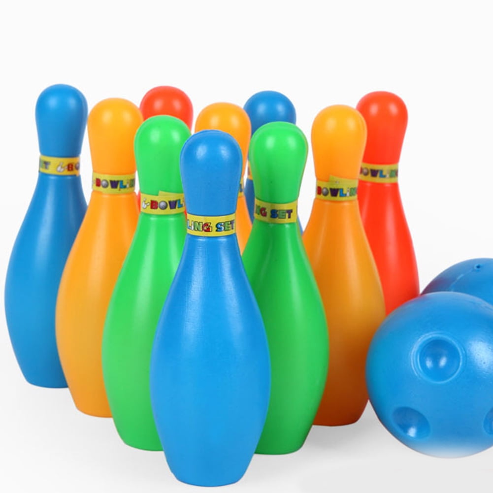 2 Bowling Suitable for Outdoors 12 Pieces Indoor Sports Toys Boys and Girls Color Plastic Bowling Set Fun Game Womdee Bowling Toys Kids Educational Toys 10 Needles 