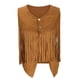 thumbnail image 5 of ICHUANYI Clearance Women's Ethnic Jacket Round Neck Sleeveless Cardigan Vintage Solid Lightweight Coat(Khaki, S) ICHUANYI WER2023080902907, 5 of 7