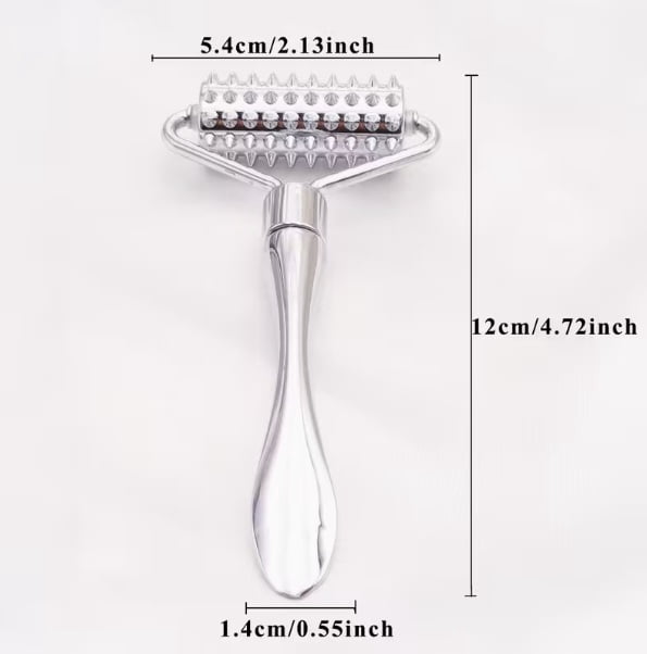 Stainless Steel Facial Massage Roller and Gua Sha Tool Set for Spa Quality Beauty Care
