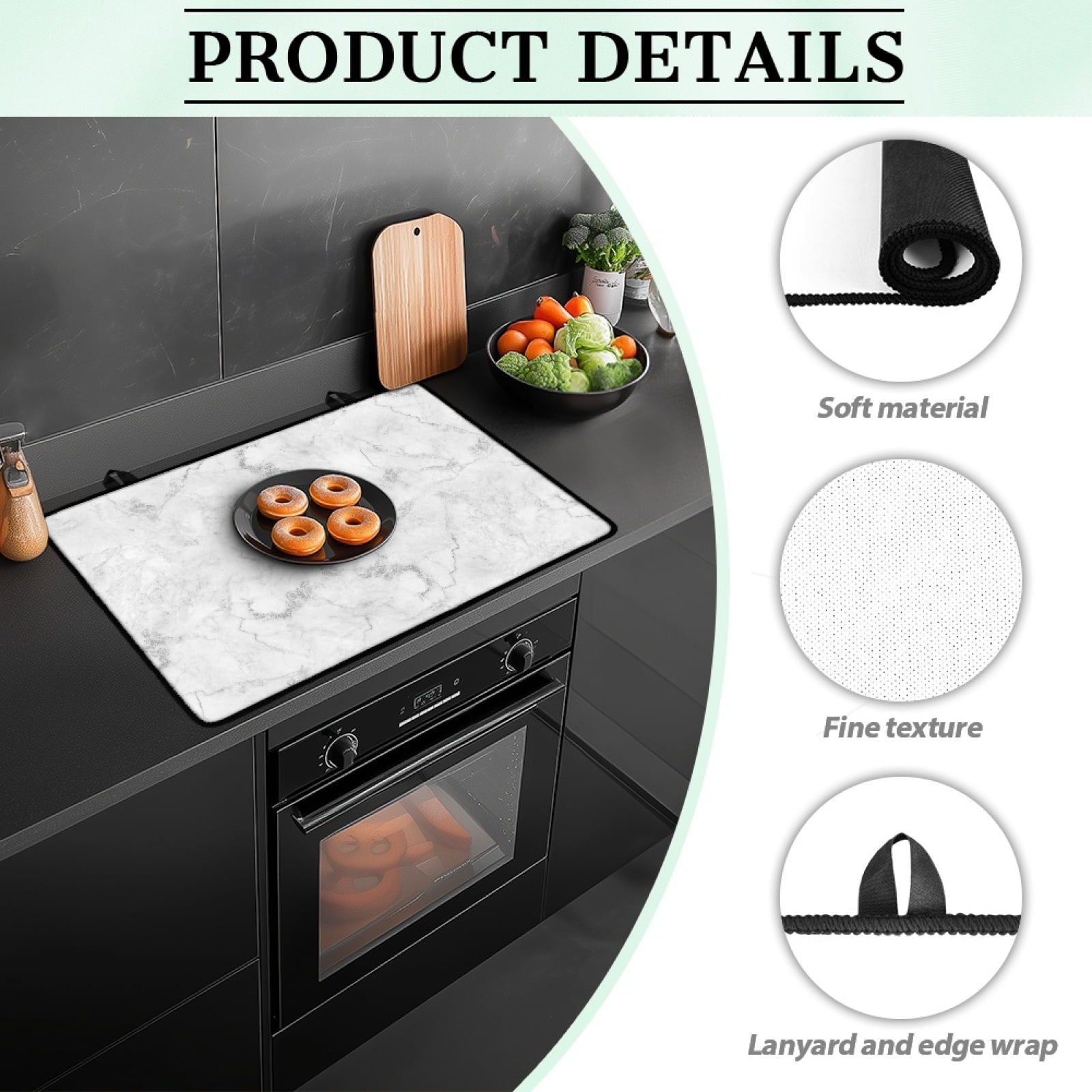 Renewold Electric Stove Top Cover for Stove Top, Induction Electric Stove Protector Non-slip Glass Cooktop Cover Range Cover Multipurpose Flat Top Stove Mat, White Marble