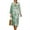 Light Green Bemboo Print, variant on COEQINE Women's Midi Dress 3/4 Sleeve Wrap V-Neck Casual Sundress, Loose Fit Linen-Like Calf Length Tunic Dress for Women, Machine Washable, Size S, Blue Tie-dye