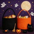 thumbnail image 5 of Personalized Halloween Basket – Cotton Rope Pumpkin Basket, Trick-or-Treating Candy Tote, Boo Bucket, Halloween Gifts Basket for Kids & Adults White, 5 of 6