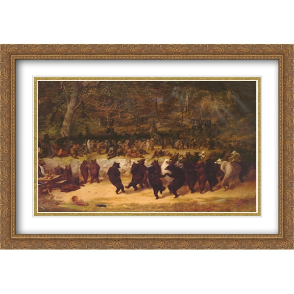 Bear Dance 2x Matted 40x28 Large Gold Ornate Framed Art Print by William Beard