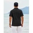 thumbnail image 4 of COOFANDY Men's Cotton Shirts Short Sleeve Button Down Shirts Casual Beach Summer Cuban Collar Shirt, 4 of 6