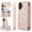 Rosegold, variant on for iPhone 16 Floral Pattern Wallet Case, Magnetic Snap PU Leather Credit Card Holder Stand Wrist Shoulder Strap Flip Cover, for iPhone 16 Protective Case for Girls Women, White