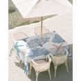 thumbnail image 2 of Light Blue Coral Coastal Outdoor Tablecloth with Umbrella Hole, Summer Beach Starfish Shell Spillproof Waterproof Outdoor Table Cover, Patio Tablecloths for Party Picnic Camping, Rectangle 52"x70", 2 of 9
