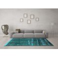 thumbnail image 3 of Ahgly Company Indoor Square Solid Turquoise Blue Modern Area Rugs, 7' Square, 3 of 4