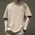 thumbnail image 1 of Camiseta de manga corta para hombre de estilo americano, 200 g, algodón puro, color sólido, gruesa, no transparente, corte holgado, moderna, 1 of 4