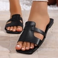 thumbnail image 2 of KIJBLAE Women's Wrap Cross Strap Single Band Flat Sandals, Wide Width Open Toe Non Slip Casual Beach Slippers for Summer Black 42, 2 of 7