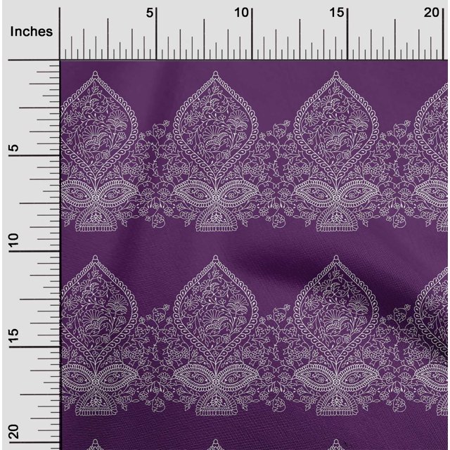 oneOone Georgette Viscose Fabric Leaves & Floral Block Print Fabric BTY 42 Inch Wide