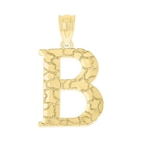 10k Yellow Gold Unisex Nugget Initial B Charm Pendant