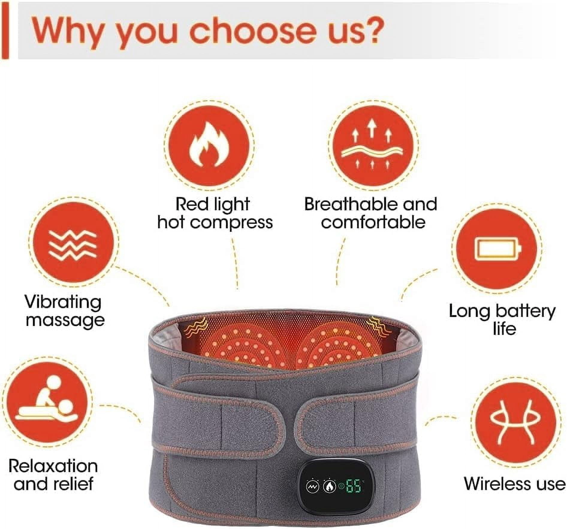SUWU Cordless Heating Pad for Back Hatch Belt Massager with 3 Vibration and 3 Heat, Gifts for Men Women Dad Mom, Portable Heated Back Brace, Relaxing Gifts for Seniors