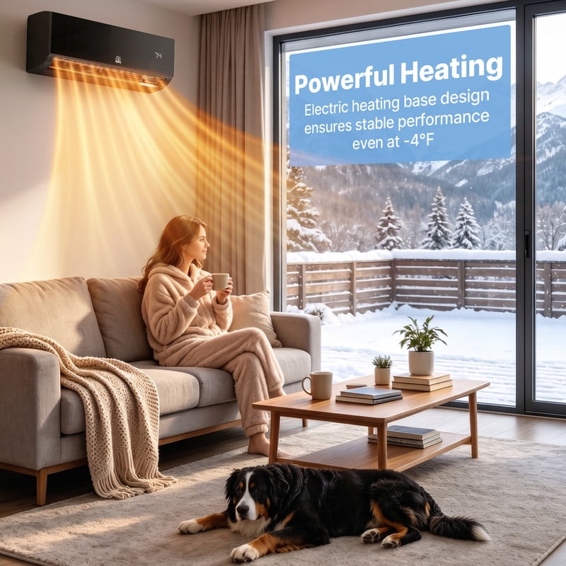 Etust 12000 BTU Mini Split AC Heating System, 20 SEER2 110V/115V Ductless Mini Split Air Conditioner with WiFi Control, Up to 750 Sq.Ft, Black
