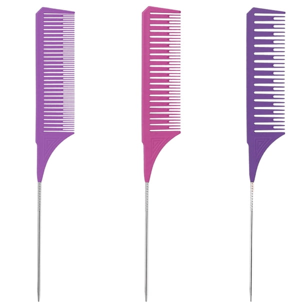 Peine de tejido Resaltando coloración Doloring Pin de acero inoxidable Pin Combs Styling DIY Herramientas Accesorios Regalos Principiante Púrpura 3 paquetes AweSitey CE011621-05