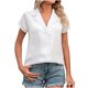 thumbnail image 2 of Fiudx Camisas de Mujer Moda de Mujer Color Vendido Solapa Cuello Bajo Cintura Cómoda Camiseta Suelta Blusa de Manga Corta Tops Casuales, 2 of 5
