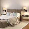 thumbnail image 4 of Plug-In Wall Sconce, Swing Arm Wall Sconce With Cylindrical Fabric Shade, Plug-In Or Wired Lamps, Wall Sconce For Bedroom, Living Room, Bedroom, Office, Linen Brown, 4 of 4