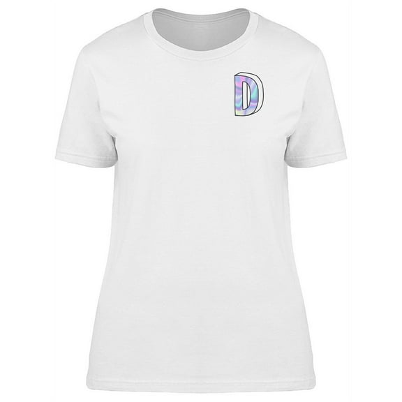 Letter D Holographic Gradient T-Shirt Women -Image by Shutterstock, Female Large
