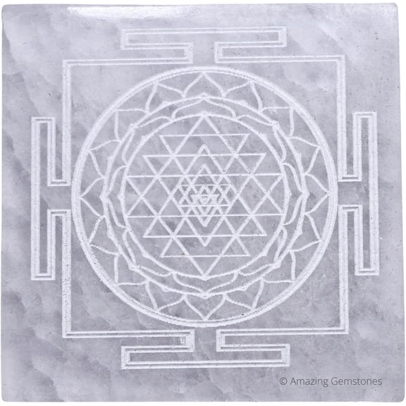 Selenite Crystal Charging Plate For Crystals And Healing Stones - Squre Shree Yantra (3 Inch)
