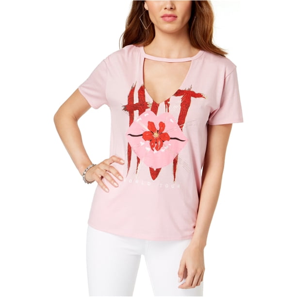 Camiseta Gráfica GUESS Keyhole Rosa Grande