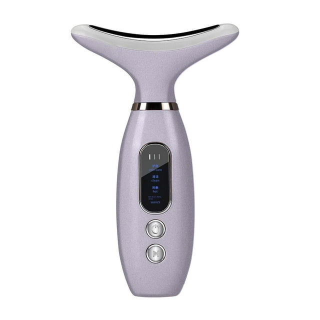 Dvkptbk Neck Beauty Instruments Red-Light-Therapys-for-Face and Neck 4 Color LED Face Neck Massagers for Care Neck Face Beauty Device with Vibrating Warming Function