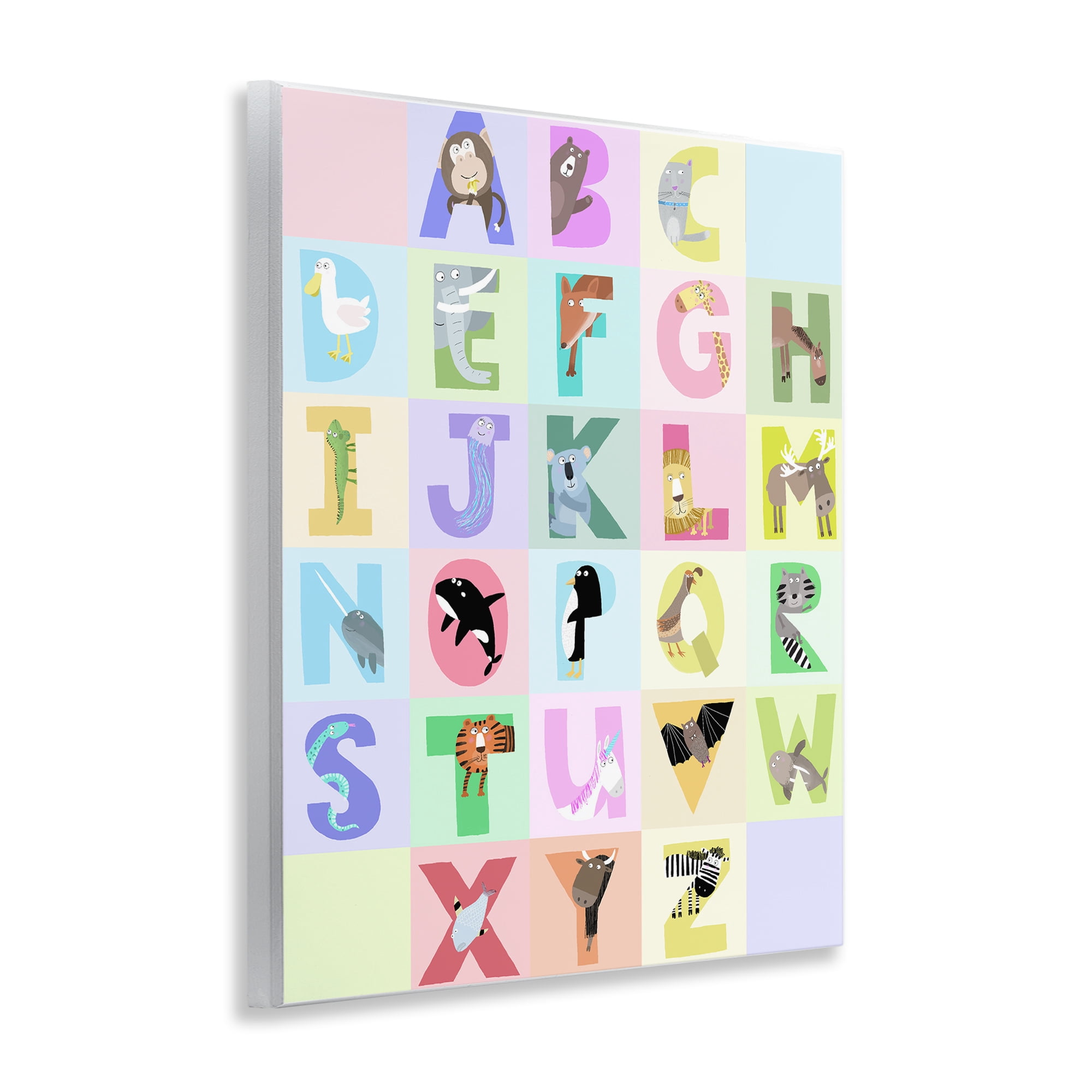 Stupell Industries Animal Alphabet in Pastels Wall Plaque Art, design by Carla Daly