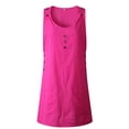 thumbnail image 3 of Robe Mini Décontractée pour Femmes Boho Sans Manches Col Rond Tunique de Fête Hauts Longs Amples Boutons Robes de Plage d'Été Vacances, 3 of 5