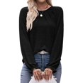 thumbnail image 3 of Camisas de Larga para Mujer, Moda Otoño 2025, Blusas Elegantes e Informales, Blusas Tipo Túnica Plisadas con Cuello Redondo. Negro S, 3 of 10
