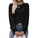 thumbnail image 3 of Camisas de Larga para Mujer, Moda Otoño 2025, Blusas Elegantes e Informales, Blusas Tipo Túnica Plisadas con Cuello Redondo. Negro S, 3 of 10