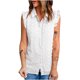 thumbnail image 1 of Mujeres damas sólido sin mangas botón pulóver cuello en V chaleco camisetas sin mangas camisas blusa Fridja qr4915, 1 of 9