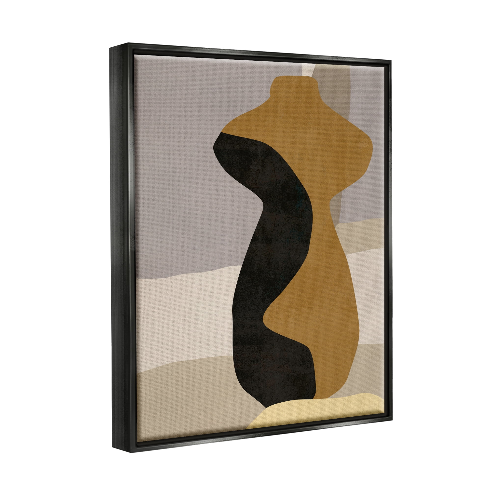 Stupell Industries Abstract Boho Vase Abstract Painting Black Floater Framed Canvas Art Print Wall Art, 17 x 21