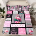 thumbnail image 2 of Homewish Cartoon Flamingo Animal Full Size Sheets, Romantic Rose Floral Bed Sheets, Grey Pink Plaid Sheet Sets, Microfiber Bedroom Decor, 4-Piece, 2 of 7