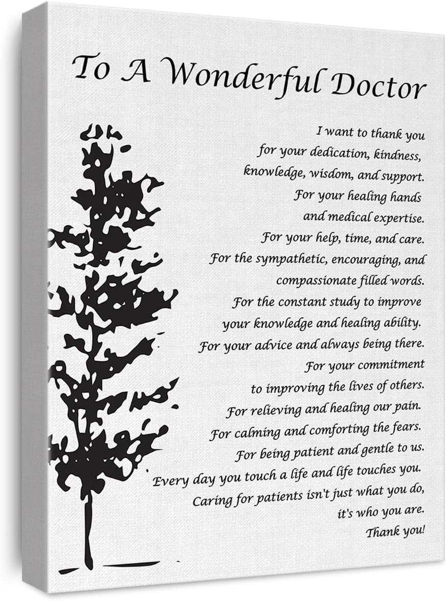 to a Wonderful Doctor I Want to Thank You Quotes Canvas Wall Art Print Framed Doctor Appreciation Gift Paintings Artwork Home Office Wall Decor 15x12 Inches