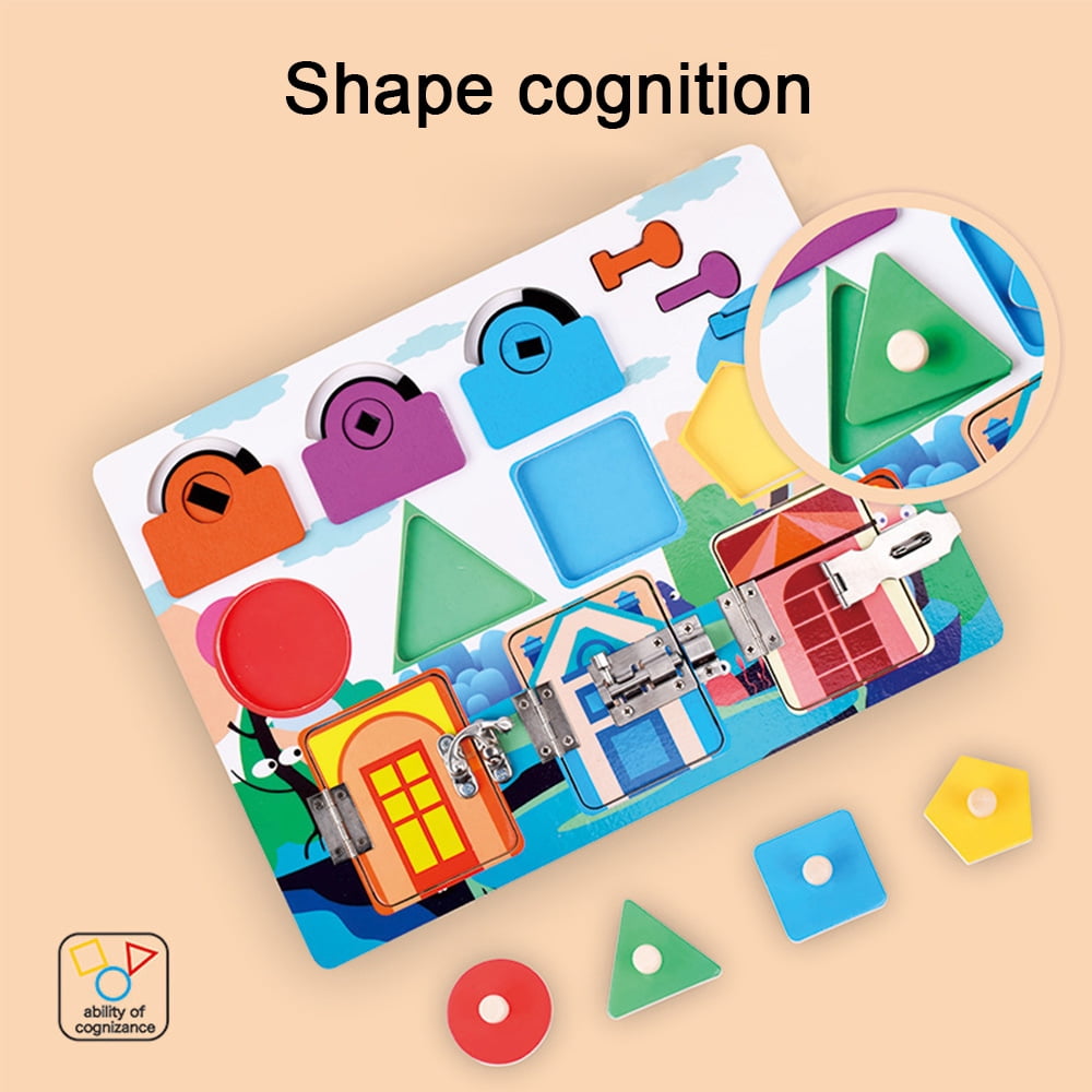Buy Everso Wooden Play Board Shape Matching Lock Latch Board Toddlers Early Educational Sensory