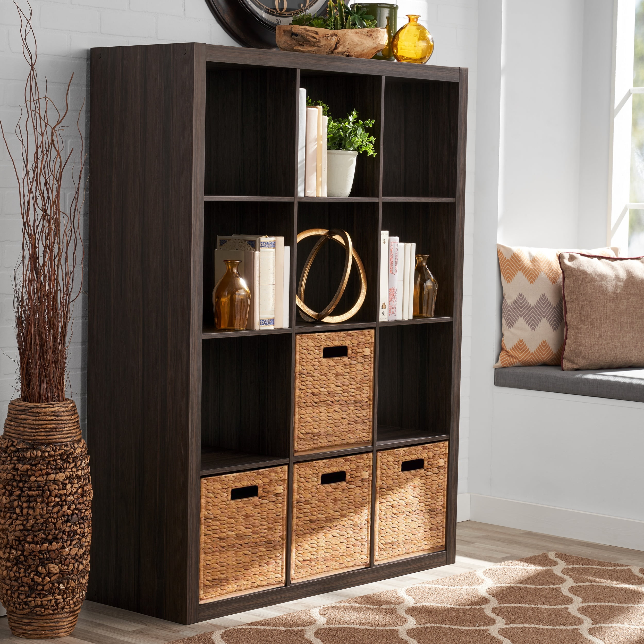 better homes & gardens 12 cube storage organizer tobacco oak Better Homes & Gardens 12 Cube Storage Organizer, Tobacco Oak