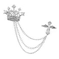 thumbnail image 5 of Segolike 5xMen's Crown Brooch Hanging Chains Lapel Pin for Dress Boyfriend Father Gift Argent, 5 of 8