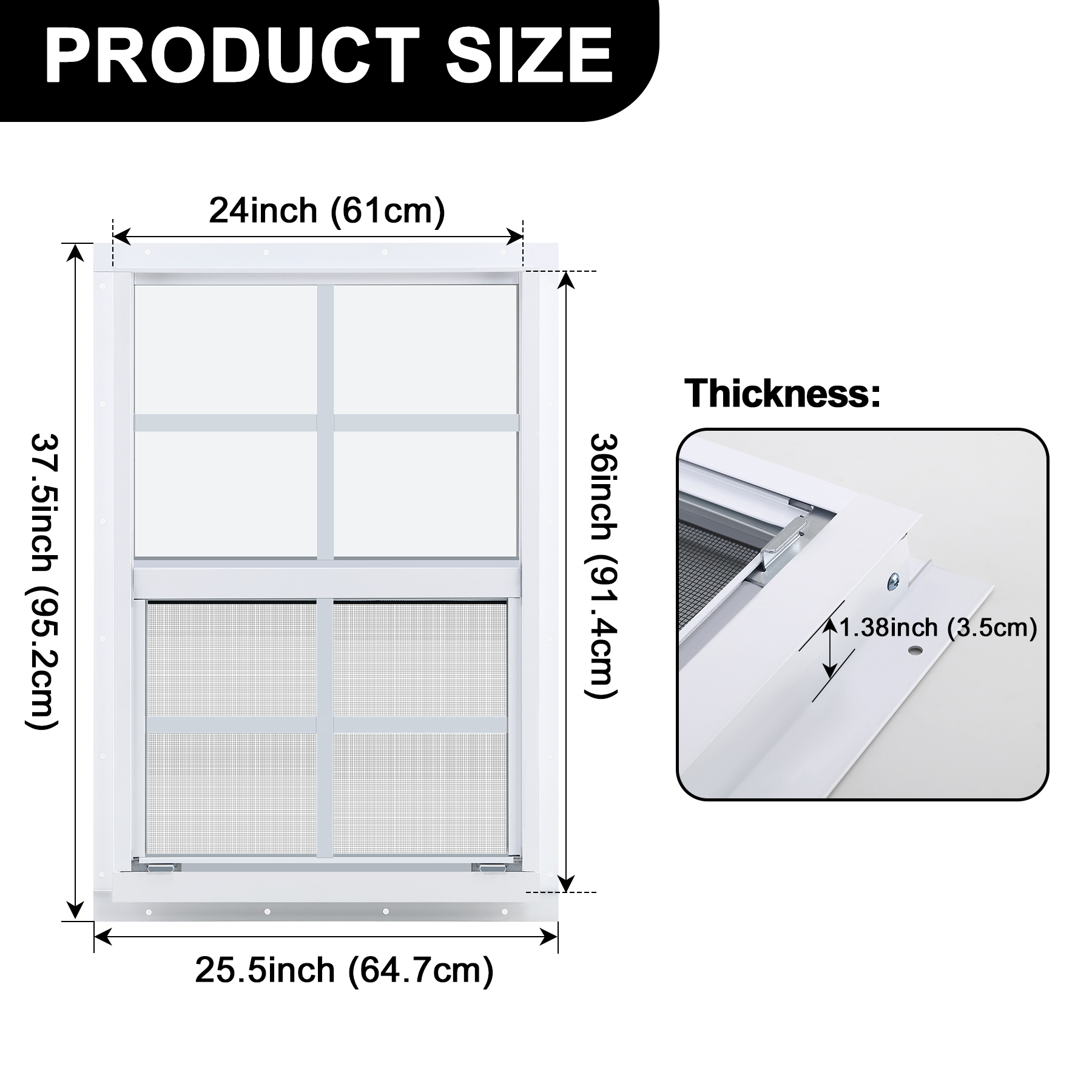 Gaahing Heavy-Duty Aluminum Shed Windows Kit Flush Mount with Tempered Glass & Fiberglass Screens,24" x 36",2-Pack
