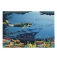 thumbnail image 1 of Diver Cutting Board, Graphical Illustration of a Scuba Diver Floating over a Coral Reef and a Shipwreck, Decorative Tempered Glass Cutting and Serving Board, in 3 Sizes, by Ambesonne, 1 of 2