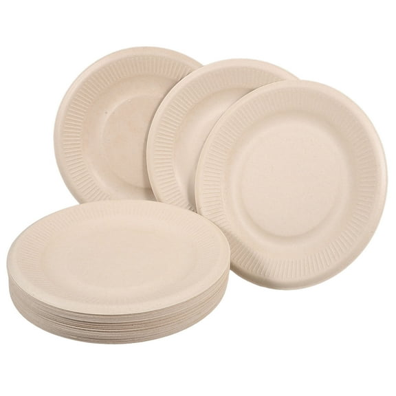 Beige Paper Dessert Plate for Food Packing Made from Sturdy Pulp Ideal for Festival 7 inch