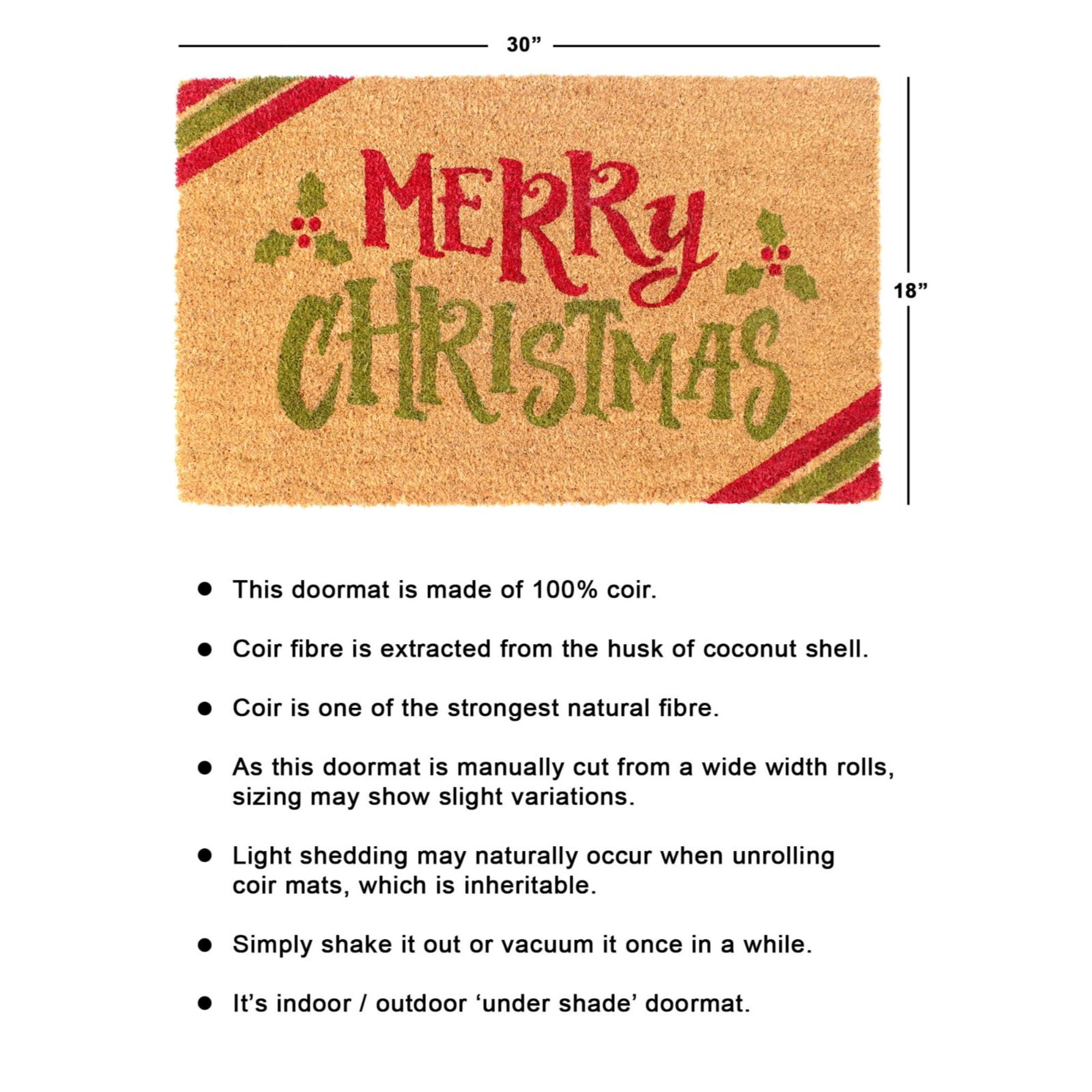 Rugsmith Red Machine Tufted Holiday Merry Christmas Diagonal Stripes Doormat, 18" x 30"