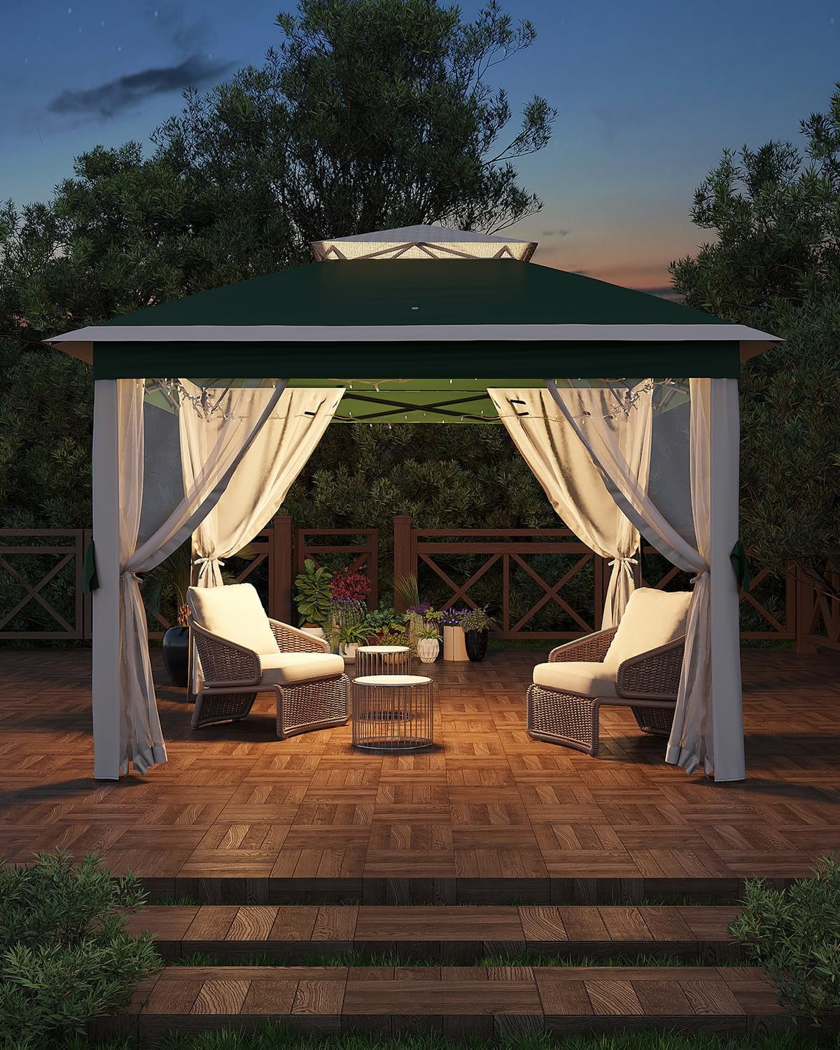 Accreate 11x11 ft Outdoor Gazebo with Mosquito Net - Heavy Duty Patio Shelter, Double Roof & Sturdy Metal Frame for Backyard, Garden, Deck and Lawn