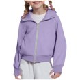 thumbnail image 2 of idosla Hoodies for Teen Girls Zip Up Long Sleeve Cute Sweatshirts Thumb Hole Fashion Fall Preppy Pullover Jacket With Pockets (Purple, 5-6 Years), 2 of 4