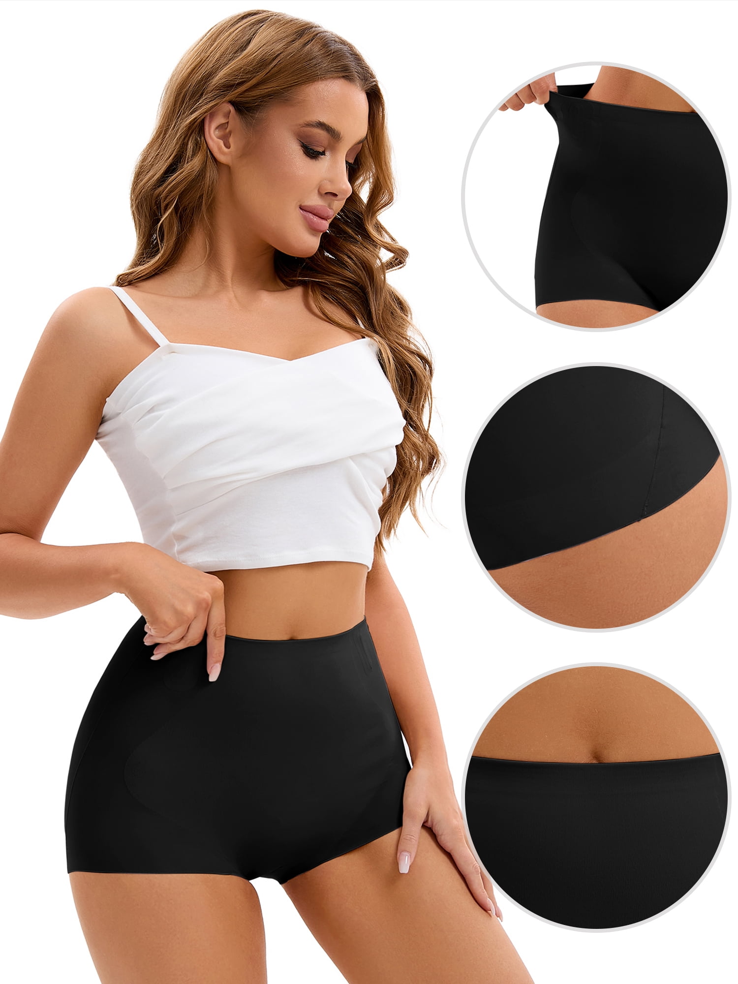 DARING DIVA Women's High Waist Underwear Brief Butt Lifter Shapewear Panties Black L