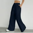 thumbnail image 2 of Pants For Women Drawstring High Elastic Waisted Wide Leg Fashion Comfy Straight Long With Pockets Casual Trousers, 2 of 9