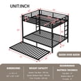 thumbnail image 4 of Bellemave Queen Over Queen Size Bunk Bed with Trundle Triple Metal Bunk Bed Frame with 2 Ladders and Guardrails Space-saving Bunk Beds for 3 (Black), 4 of 10