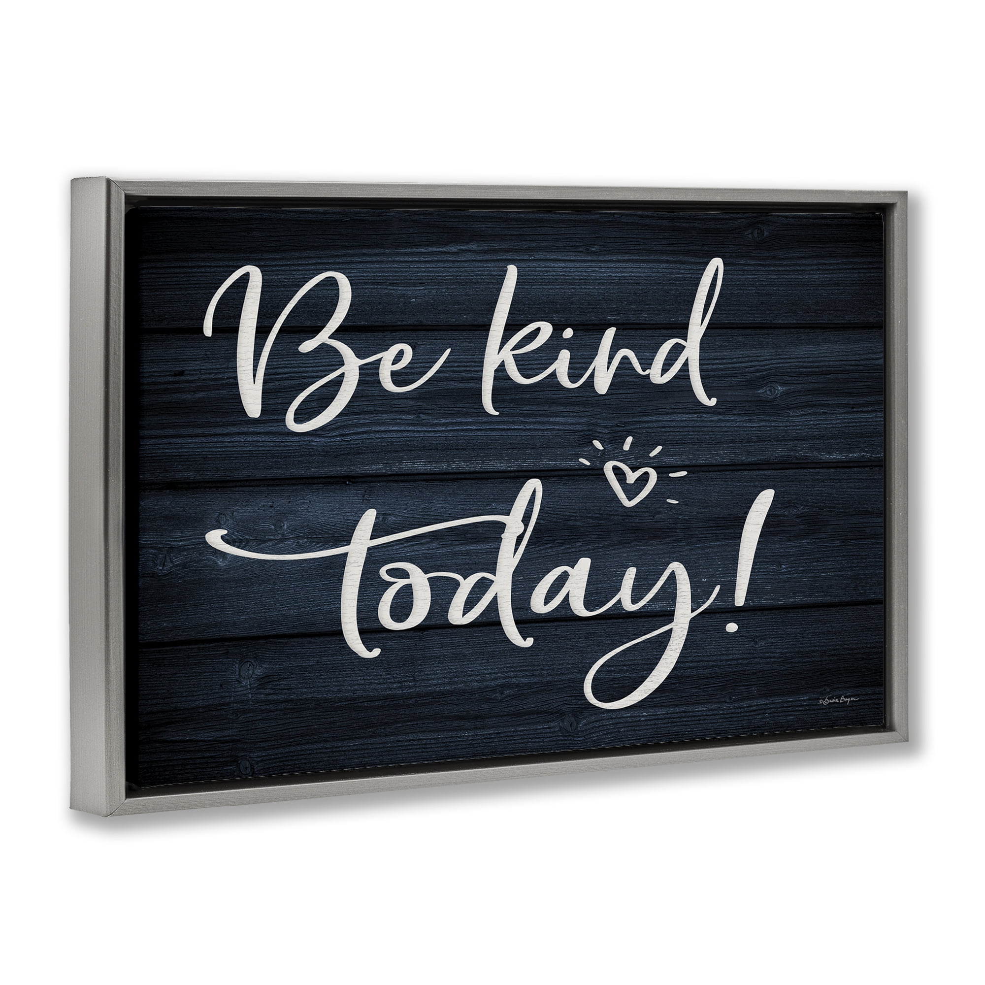 Stupell Industries Be Kind Today Text & Numbers Painting Gray Floater Framed Canvas Art Print Wall Art, 31 x 21